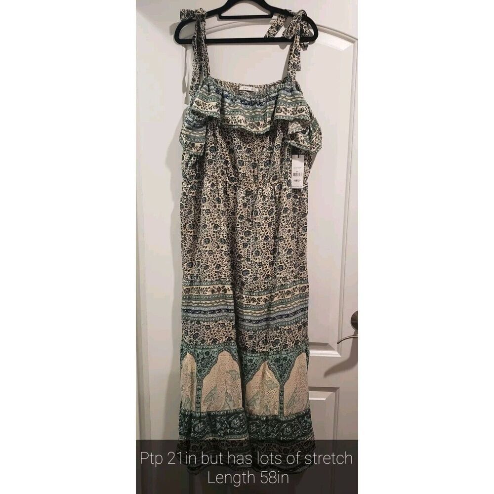 Dex Plus Diya Ruffled‎ Neckline Maxi Dress 2X NWT
